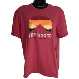 Life is Good T-Shirt Womens Small Red Short Sleeve Hiking Outdoor Cotton Graphic